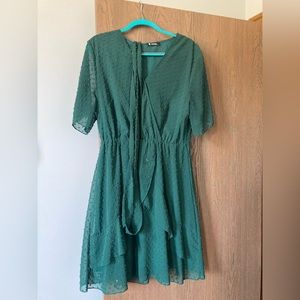 Swiss Dot Emerald Green Dress